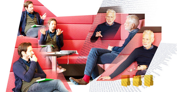 Prof. Dr. Peer Trilcke und Prof. Dr. Heiko Christians | Foto: Sandra Scholz/ Illustration: Seeliger Prof. Dr. Peer Trilcke und Prof. Dr. Heiko Christians | Foto: Sandra Scholz/ Illustration: Seeliger