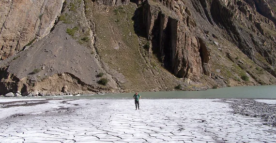 Bildung eines Schwemmfächers im Pin Tal, Himachal Pradesh, Indien