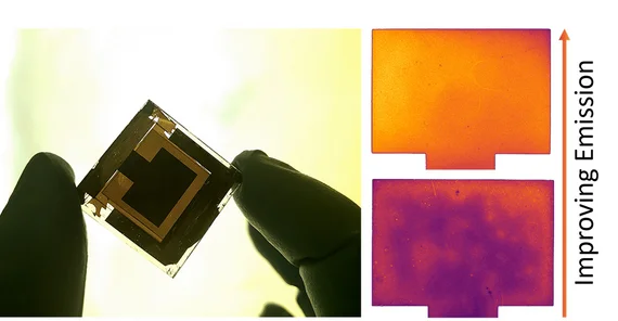 Two fingers, between them a component for a solar cell 