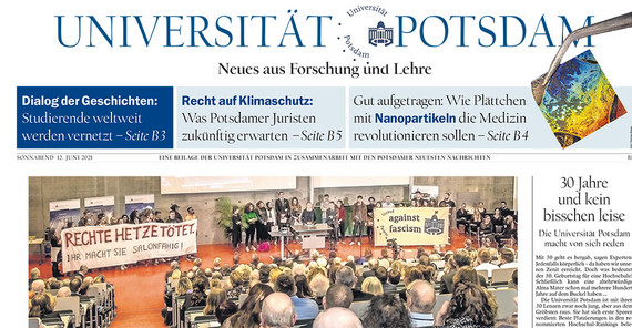 Zweimal im Jahr informiert die Universität Potsdam im Tagesspiegel und in den Potsdamer Neuesten Nachrichten über aktuelle Projekte in Forschung und Lehre | Foto: UP Zweimal im Jahr informiert die Universität Potsdam im Tagesspiegel und in den Potsdamer Neuesten Nachrichten über aktuelle Projekte in Forschung und Lehre | Foto: UP