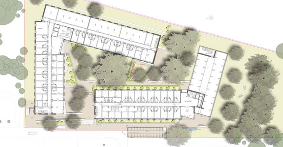 Sicht von oben auf das geplante Wohnheim in Golm Sicht von oben auf das geplante Wohnheim in Golm