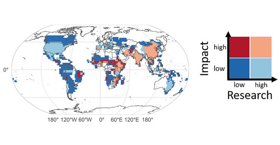 Global map of drought research in relation to drought impact. Global map of drought research in relation to drought impact.