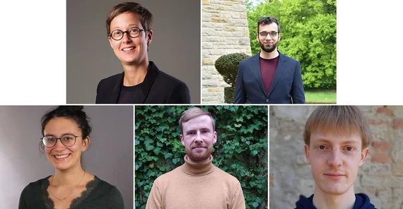 Collage aus fünf Porträts von zwei Frauen und drei Männern