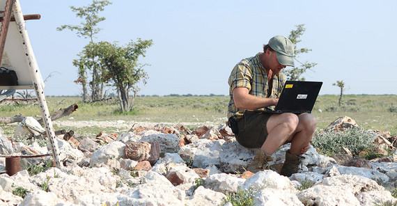 Robert Hering programming the telemetry base station.