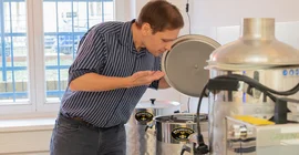 Dr. Malte Teichmann in the brewery cellar