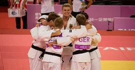 Bei der Sommeruniversiade in Taipeh holten Martin Setz und Maximilian Schubert Bronze im Judo- Teamwettbewerb. (Foto: ADH/Arndt Falter)