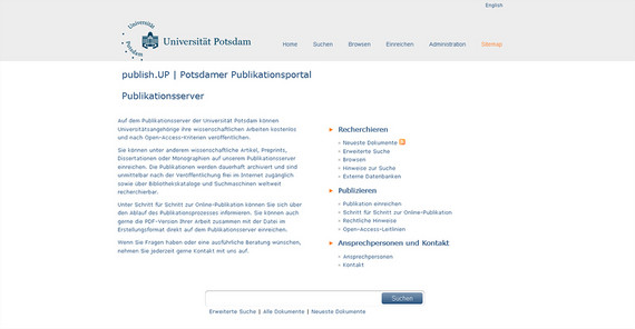 Der Publikationsserver der Universität Potsdam Publish.UP macht Open-Access-Veröffentlichungen einfacher. | Foto: Universitätsverlag Der Publikationsserver der Universität Potsdam Publish.UP macht Open-Access-Veröffentlichungen einfacher. | Foto: Universitätsverlag
