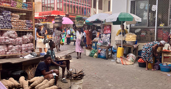 Market in Cape Coast: The large market in Cape Coast with a wide range of products on offer Market in Cape Coast: The large market in Cape Coast with a wide range of products on offer