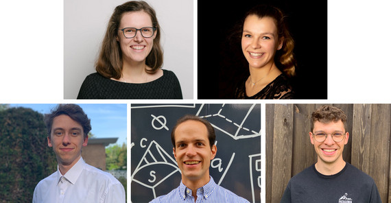 Preisträgerinnen und Preisträger 2024. Preisträgerinnen und Preisträger 2024. Oben links: Dr. Annika Heike Stechemesser, oben rechts: Lara Sophie Dautzenberg, unten links: Dennys Gahrmann, unten Mitte: Prof. Dr. Sven Raum, unten rechts: Paul Suppan