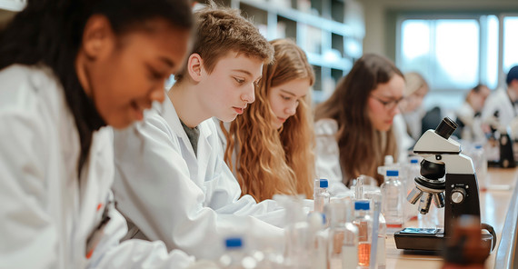 junge Menschen in einem Chemielabor