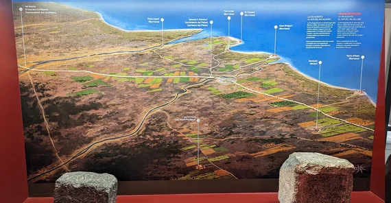 Karte in verschiedenen Farben, um die Entwicklung von der Steinzeit bis in die Römische Kaiserzeit zu verdeutlichen