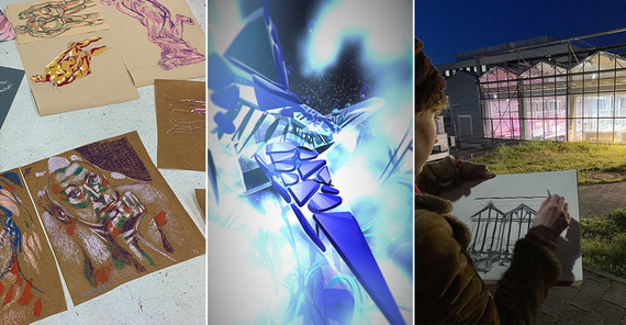 Zeichnungen Studierender | VR-Arbeit von Student Adrian Meier | Zeichnen auf dem Campus Golm Zeichnungen Studierender | VR-Arbeit von Student Adrian Meier | Zeichnen auf dem Campus Golm