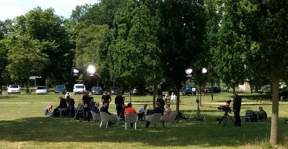 Debatte am Capus Neues Palais für die Phoenix-Sendereihe "Forum Demokratie". Foto: Matthias Zimmermann.