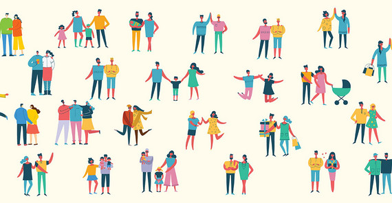 Zwischen Arbeitsalltag und Familienleben Die Illustration zeigt verschiedene Familienkonstellationen. Die Grafik ist von AdobeStock/virinaflora.