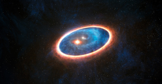 Gas- und Staubstrukturen um das Doppelsternsystem GG Tau-A. Foto: ESO/L. Calçada Gas- und Staubstrukturen um das Doppelsternsystem GG Tau-A. Foto: ESO/L. Calçada