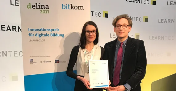 Ina Müller und Alexander Knoth bei der LEARNTEC in Karlsruhe. Foto: Alexander Knoth.