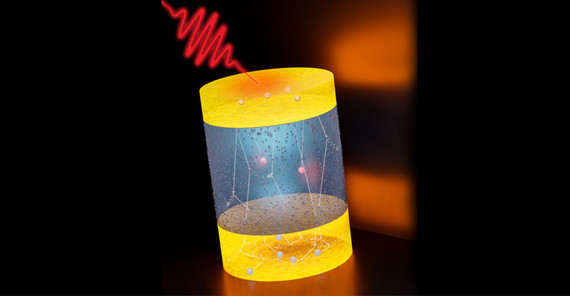 Artist‘s view of heat transport in a trilayer metal composite material. | Image credit: Felix Stete/Jan Pudell Artist‘s view of heat transport in a trilayer metal composite material. | Image credit: Felix Stete/Jan Pudell