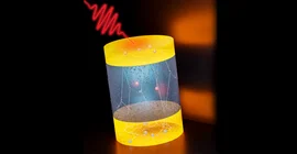 Artist‘s view of heat transport in a trilayer metal composite material. | Image credit: Felix Stete/Jan Pudell