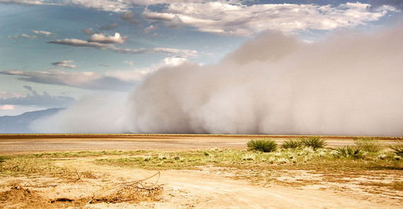 Dust storm on the surface of the remote Chew Bahir Basin, a salt pan in southern Ethiopia, near the Dust storm on the surface of the remote Chew Bahir Basin, a salt pan in southern Ethiopia, near the drill site of the Chew Bahir records spanning 620,000 years.