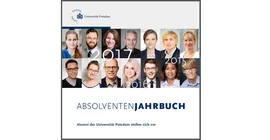 Cover für das Jahrbuch mit Gesichtern der Alumni der Uni Potsdam
