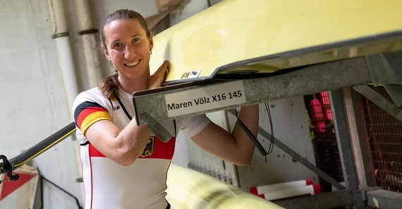 Studentin Maren Völz rudert bei den Olympischen Spielen