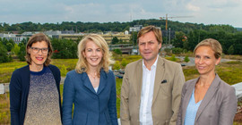 Agnes von Matuschka, Linda Teuteberg, Oliver Günther und Claudia Keil-Dieckmann (v.l.n.r.) in Golm. Foto: Ernst Kaczynski